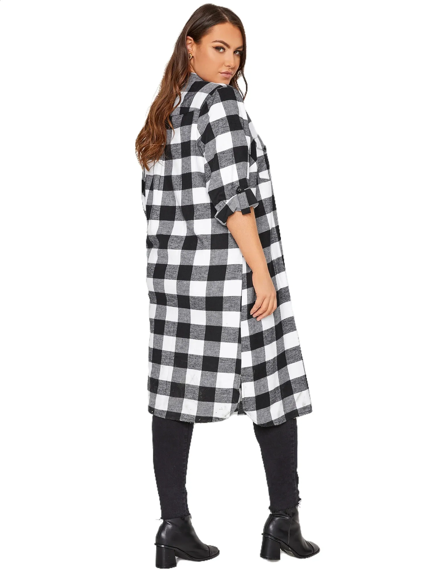 black and white checkered maxi dress Cotton Gingham Button Front Flared Maxi Dress main image 0