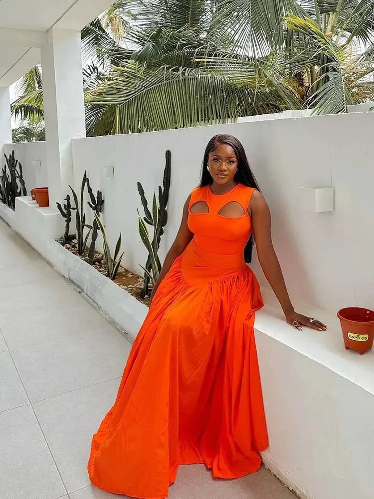 chinese dress ladies Paisley Orange Maxi Dress L main image 0