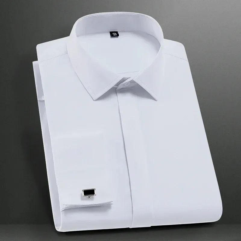 slim fit dress slacks Slim Fit Cotton French Cuff White Dress Shirt – SAYKI