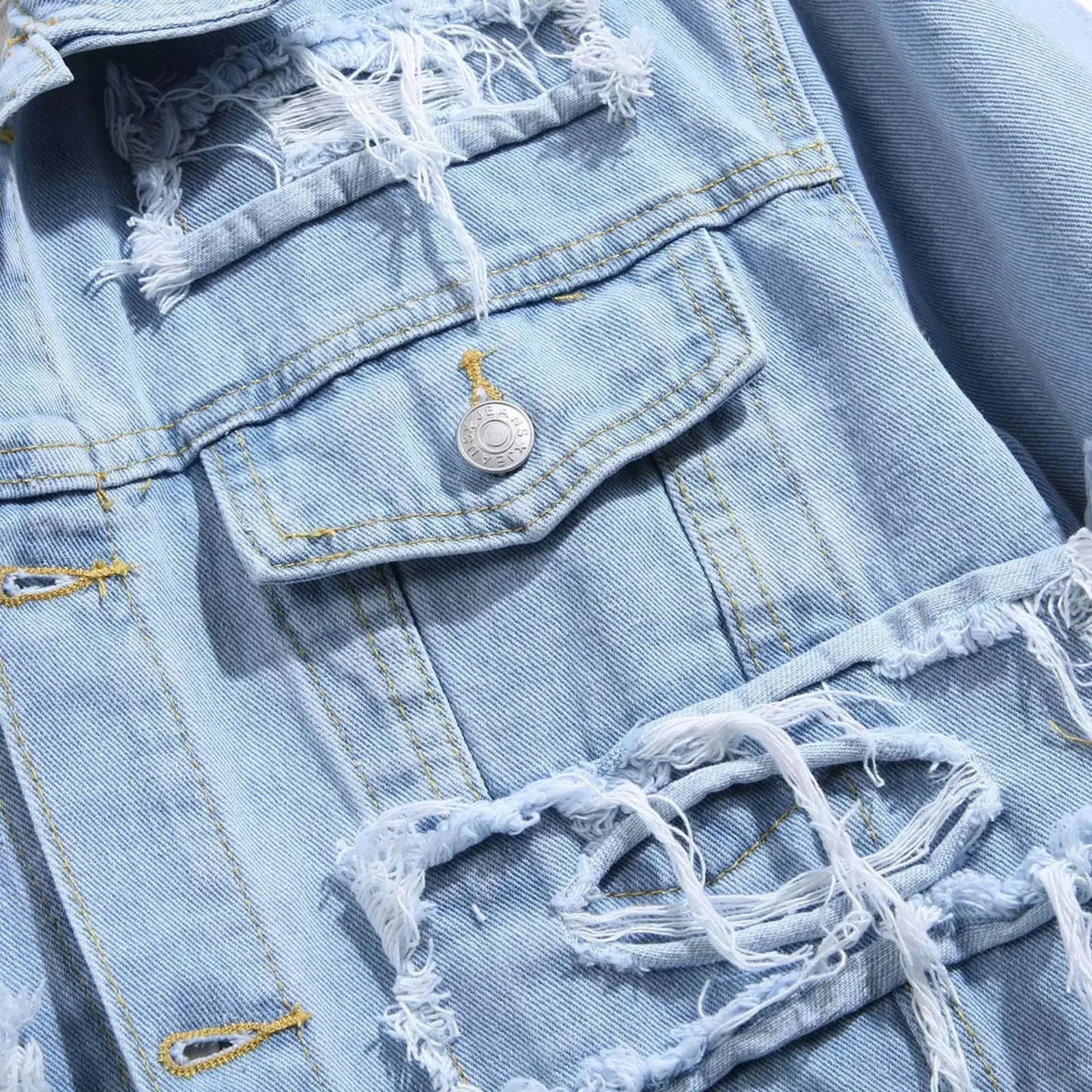 Distressed Splicing Denim Jacket | Mens Casual Street