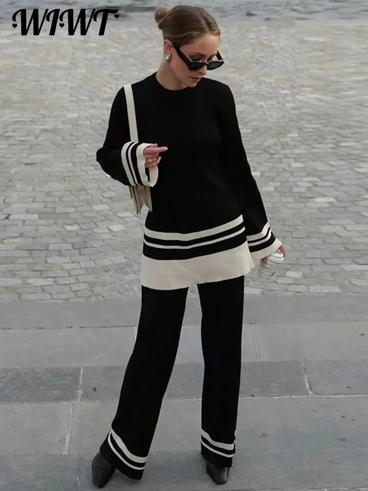 Street Striped Contrast O Neck Tops Street Striped Contrast O Neck Tops