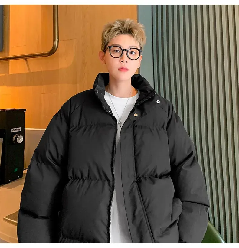 Men's Padding Jacket Winter Full-Length Coat with Stand Collar