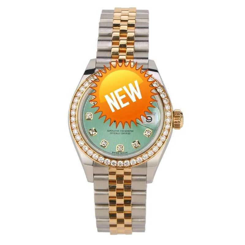 Moissanite Automatic Mechanical Watch for Women - Green Dial  display picture 3