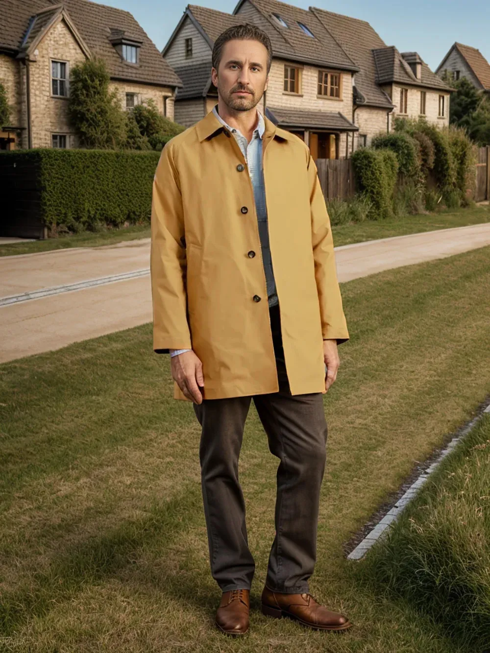 Men's Slim Fit Long Sleeve Windbreak trench jacket