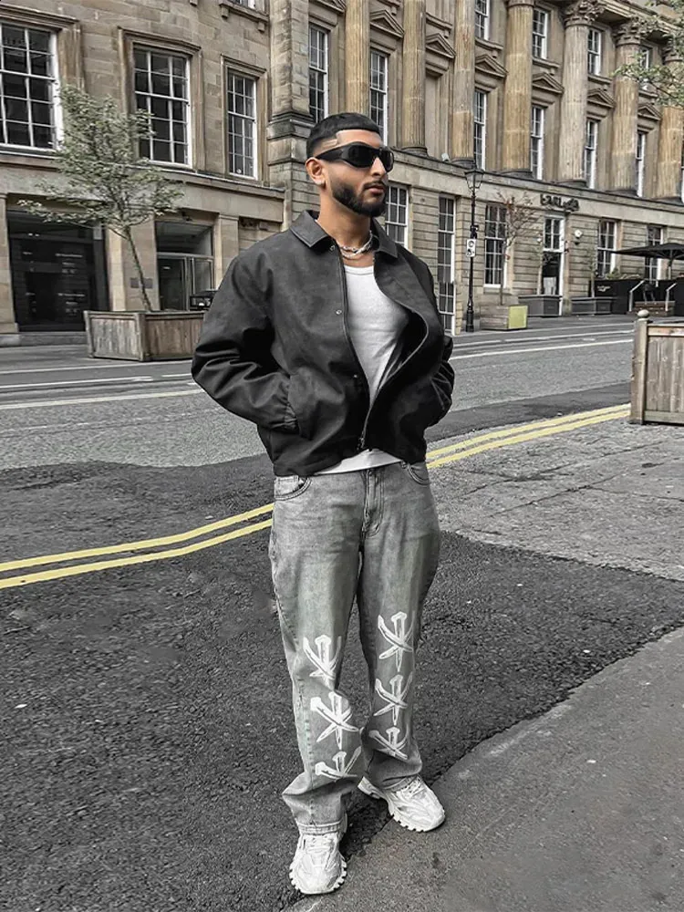 Vintage Vegan Leather Jacket: Eco-Style Mens Lapel Loose Coat from