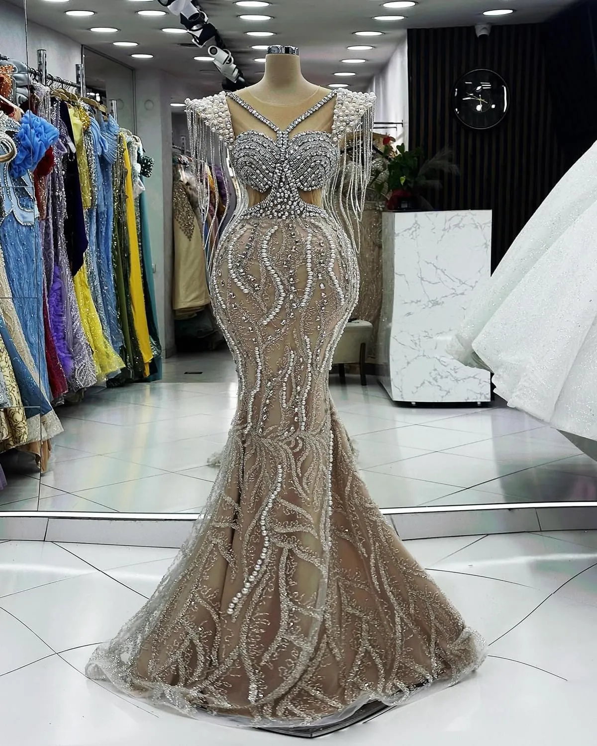 Champagne Illusion Mermaid Prom Dress with Rhinestone Embellishments and  Lace-Up Back for Formal Occasions from Dhgate Prom Dresses - price 327.64
