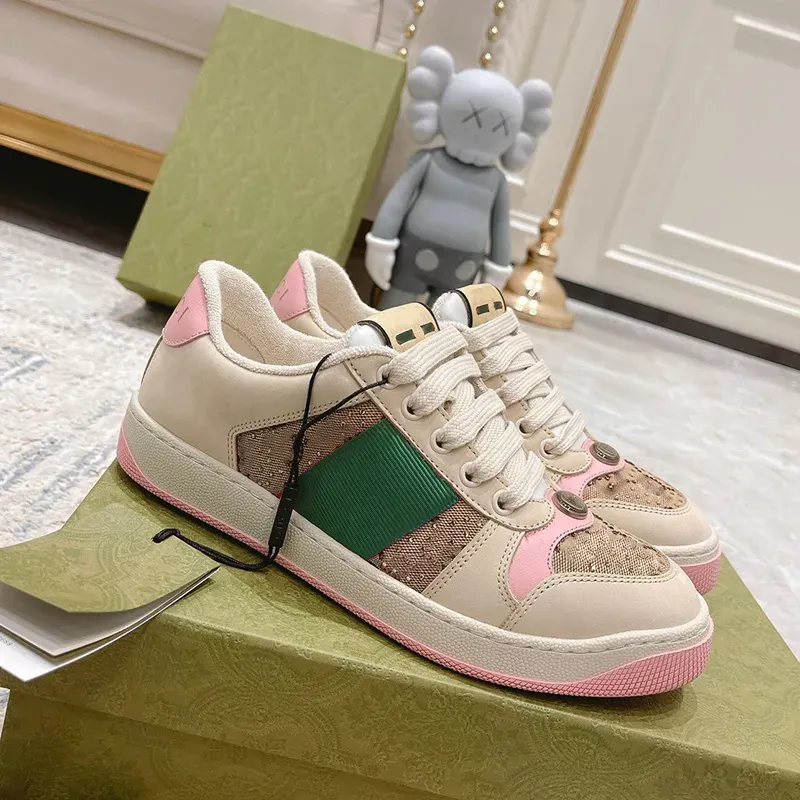 Top quality shoes Tennnis Distressed Dirty sneakers designer Italy women Genuine Leather Trainers Classic sneakers casual with box