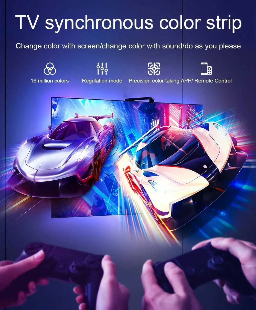 Immersive TV LED Backlight with Camera - 5M RGB Strip Light Kit for ...