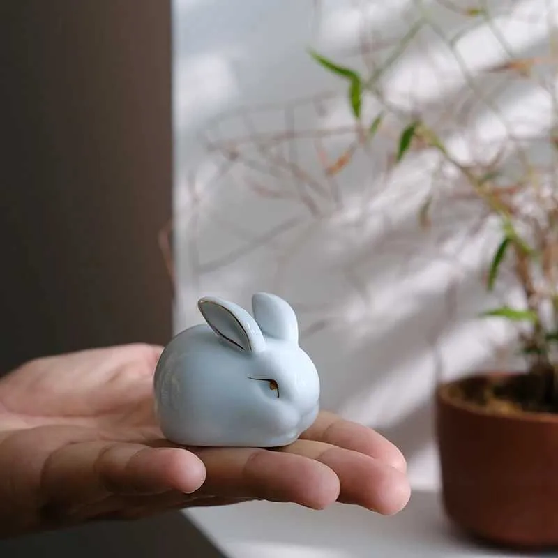 Celadon Bunny Ceramic Tea Pet Statue Cute Rabbit Figurine For Gongfu Tea Sets And Zen Home Decoration From Swagger fashion 6.88 DHgate.Com