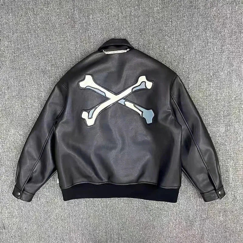 Premium WTAPS Leather Embroidery Jacket: Unisex Style