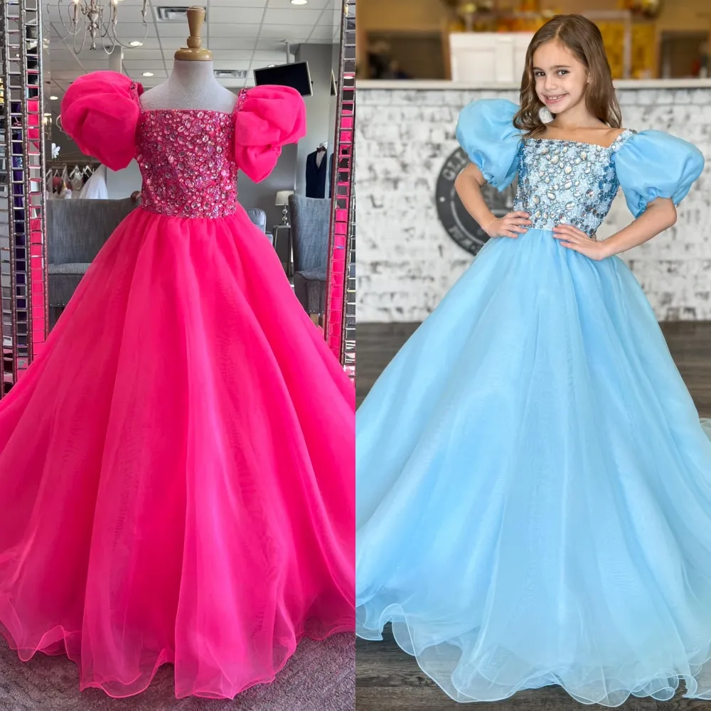 Pink Puff Sleeve Ballgown Perfect for Pageants, Parties