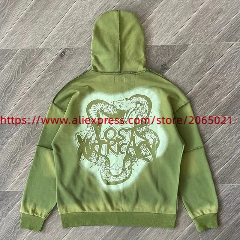 Intricate Green Rhinestone Oversized Zip-Up Hoodie for Men