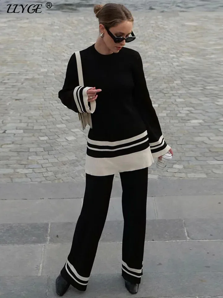Street Striped Contrast O Neck Tops Street Striped Contrast O Neck Tops