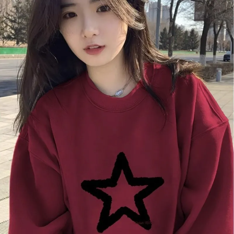 Dongdumaoyi Star Print Hoodie For Women Lightweight Long