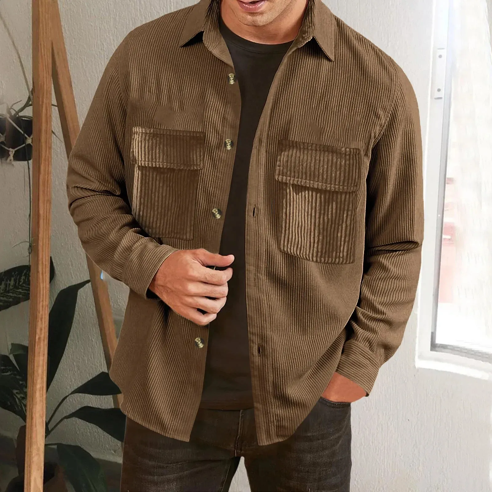 Vintage Corduroy Men's shirt with t shirt - Long Sleeve Vintage Corduroy Men's shirt with t shirt - Long Sleeve
