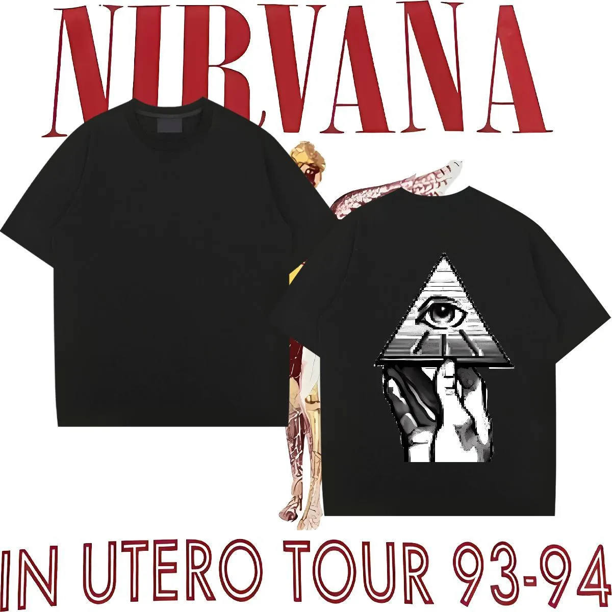 Wholesale Nirvana In Utero Tour 93 94 Graphic T Shirt – Unisex 