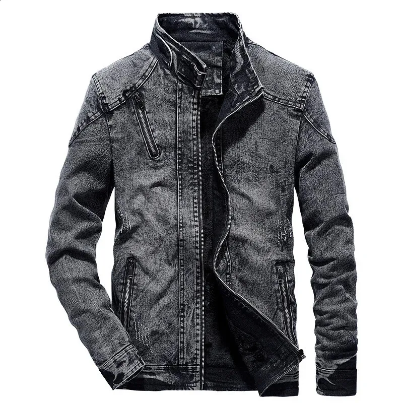 DHgate.com:Vintage Washed Denim Jacket: Mens Slim Fit Zip-Up