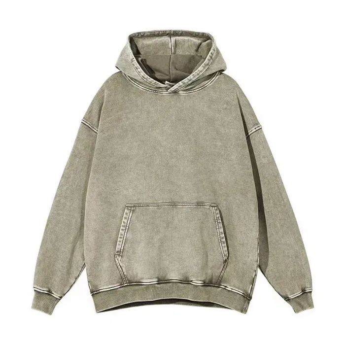 Unisex Haruku Style Solid Color Heavy Hoodie for Fall and Winter Comfortable Y2K Pullover _voghion.com