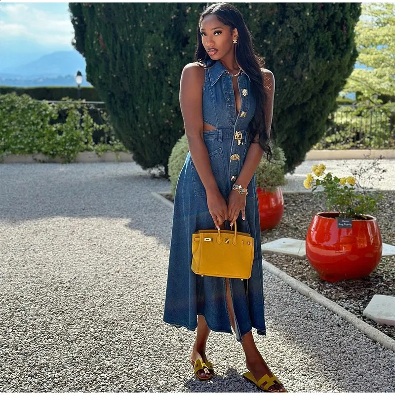 jean dress outfit Blue Frilly Square Neck Bustier Puff Sleeve Short Denim Blue / XL / 71%Cotton+27.5%Polyester+1.5%Elastane quality denim How To Style an Overall