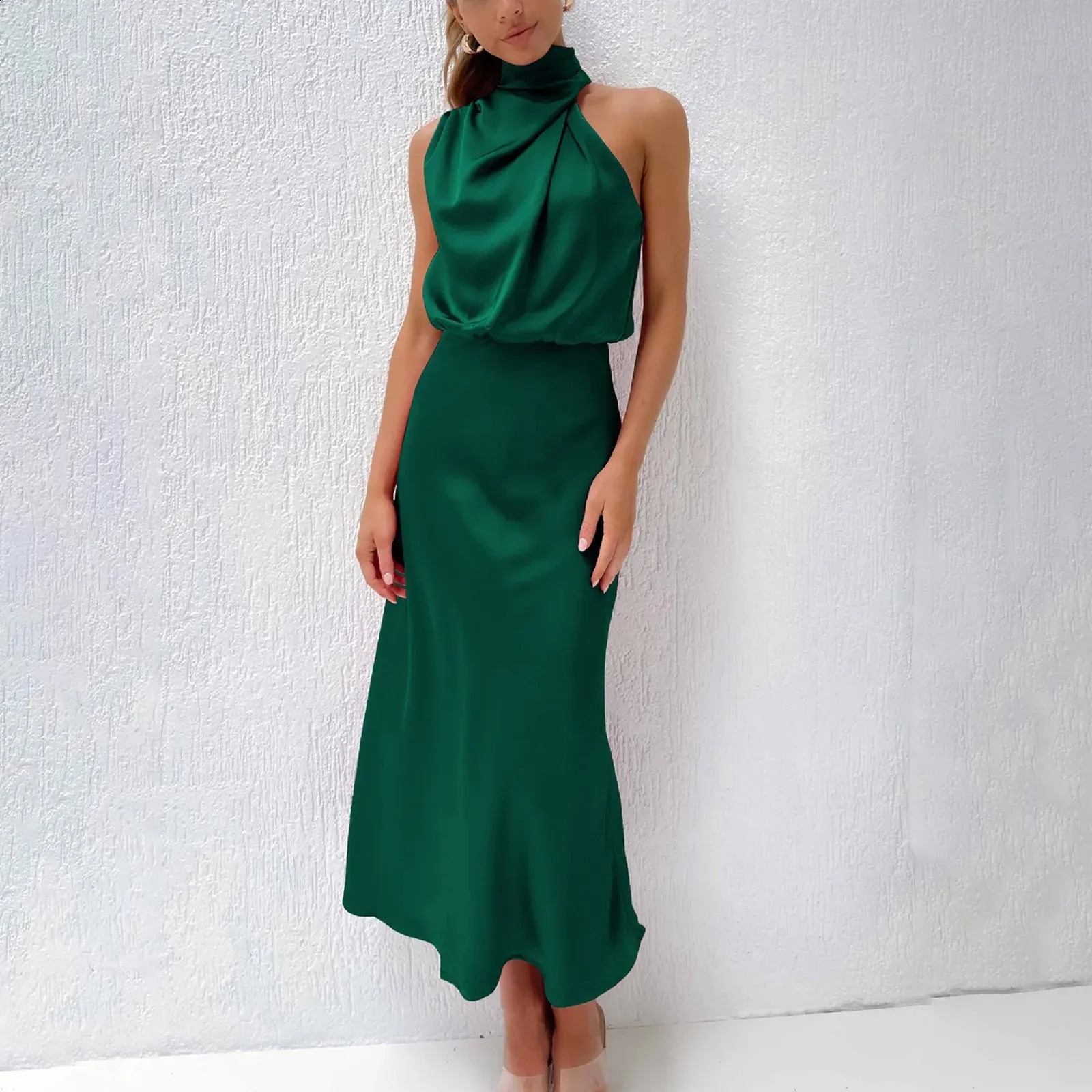 knee length dresses for ladies Rosaminta Halter Maxi Dress | Plum | Womens main image 0