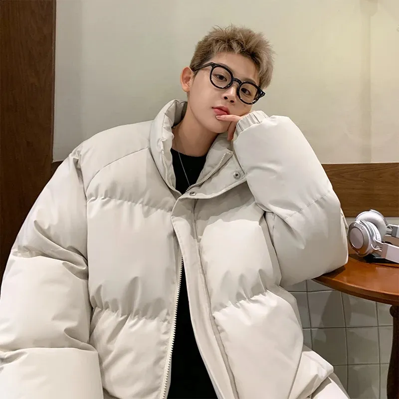 Men's Padding Jacket Winter Full-Length Coat with Stand Collar