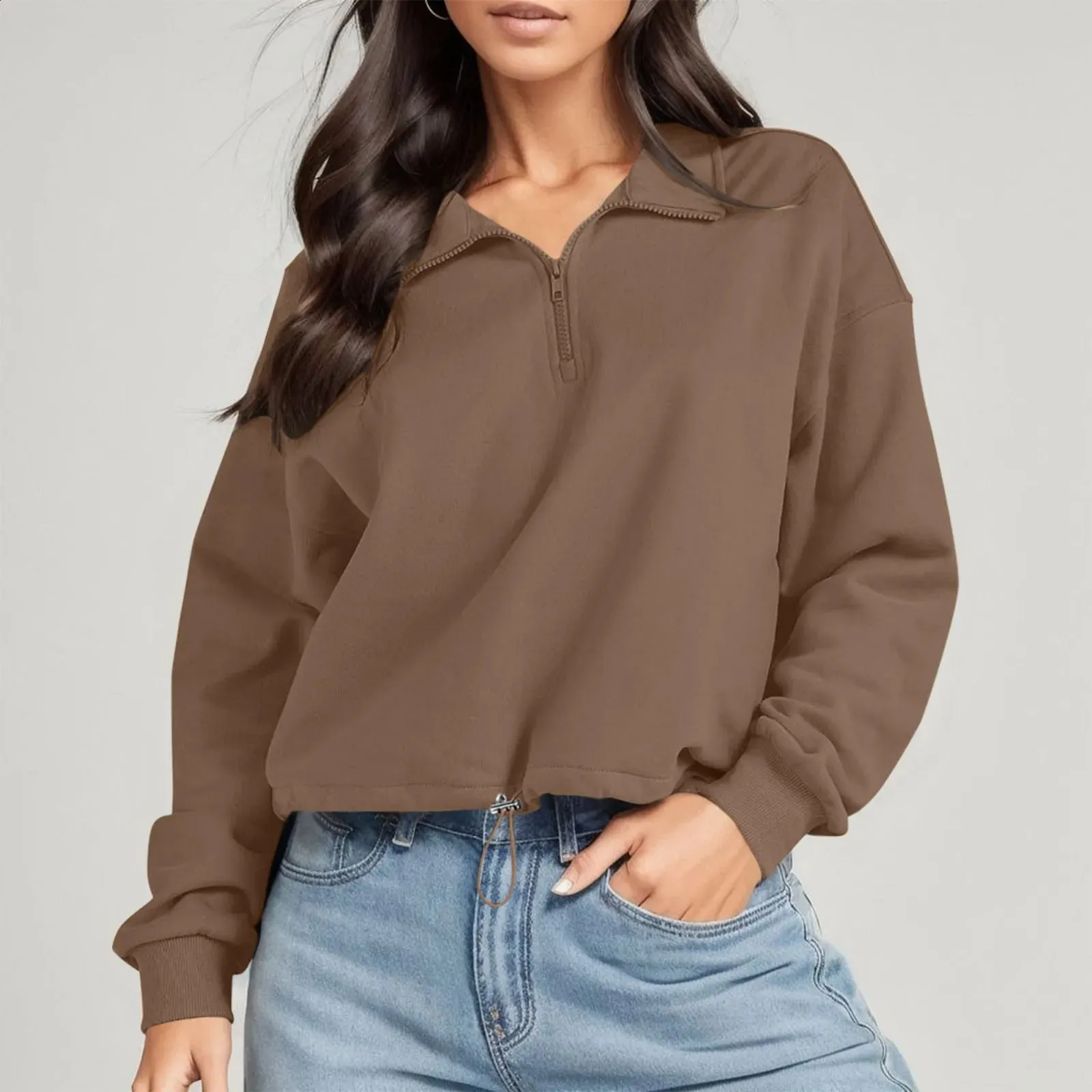 Y2K Half Zip Soodie Cortada Coreana Vintage De Mujeres, Estilo