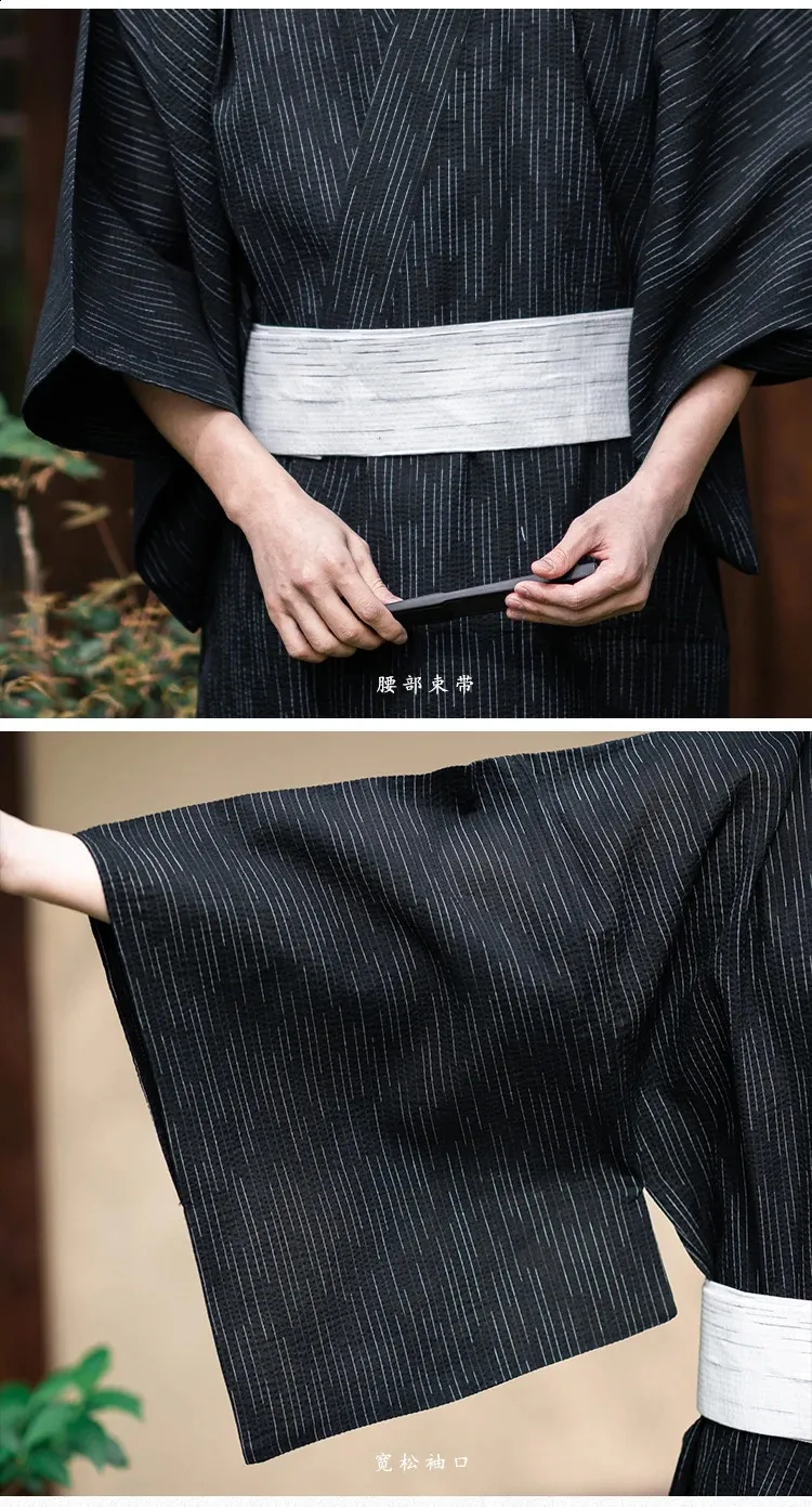 Kimono Yukata In Cotone Per Uomo HiyyFloy – Vestaglia Giapponese Stampata Con Cintura, Pigiama Leggero Per Casa E Relax