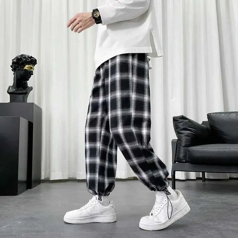 Summer Trousers Men Plaid Trousers For Men: Loose Fit Cotton