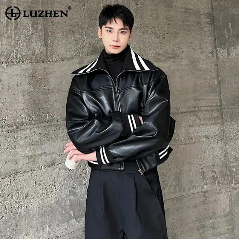 FAUX LEATHER TUCK ジャケット Women's Punk Rivet Leather Jacket Spring Turndown Collar