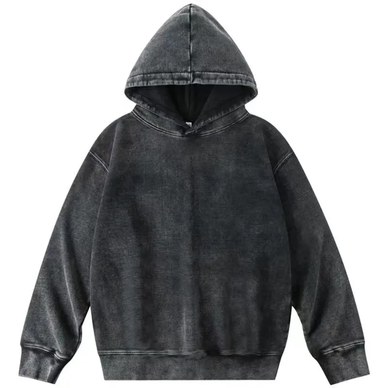 Unisex Haruku Style Solid Color Heavy Hoodie for Fall and Winter Comfortable Y2K Pullover _voghion.com