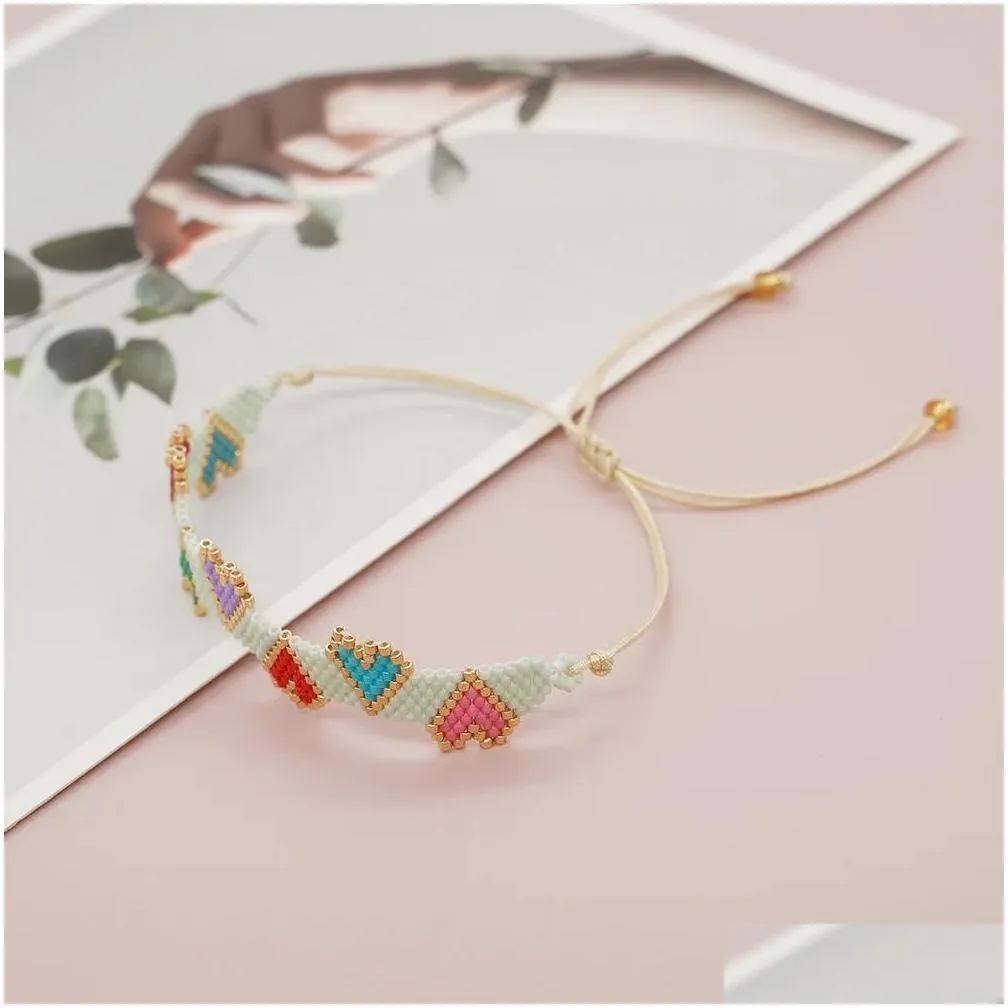 Handmade Wide Miyuki Seed Beads Braided Heart Star Bracelets
