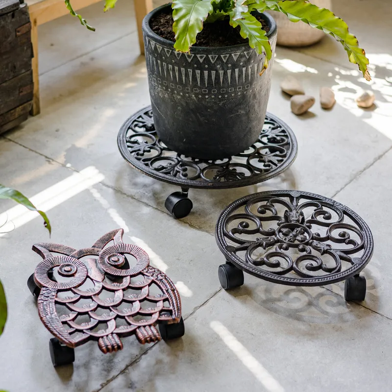 Iron art antique cast iron flower universal wheel base with wheels potted  plant mobile pulley pot cushion chassis support 50x50 cm from Dhgate Arts  and Crafts - price 42.85
