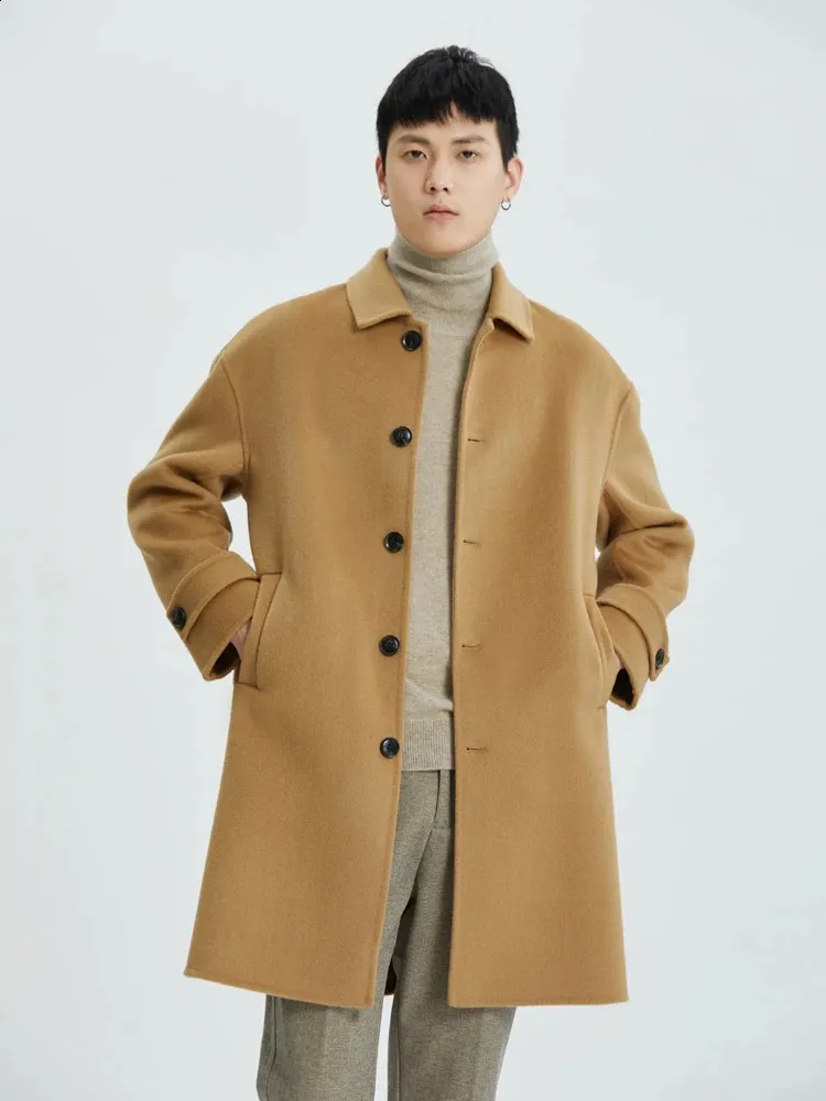 Winter Men s Wool Jacket with Button Closure and Comfortable Fit