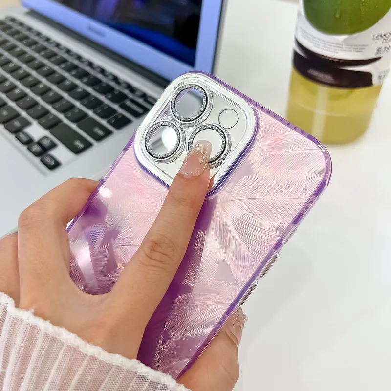 Abbery Coque De Protection Pour IPhone 13 Pro Max - Transparente - Paillettes - Papillon Avec Bande - Motif Chaîne Fine - Pour Femmes Et Filles