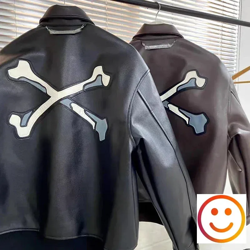 Premium WTAPS Leather Embroidery Jacket: Unisex Style