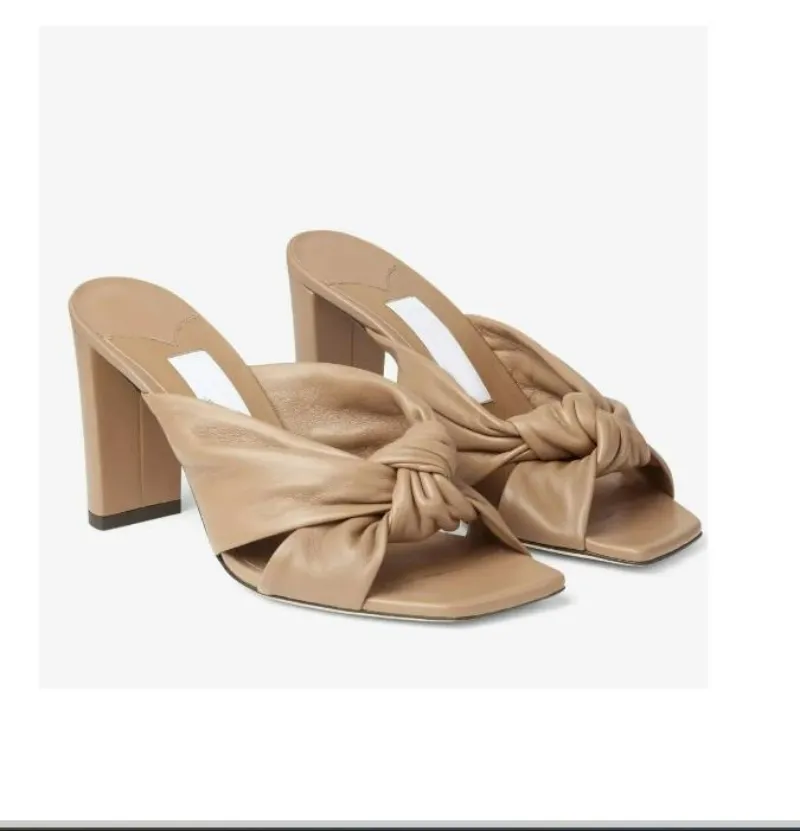 Designer Nappa Leather Avenue Nude Low Heel Sandals For Women Knot Two Strappy Mules For Elegant Walking In Summer EU35 43 With Box From Huangvip2023 83.42 DHgate.Com