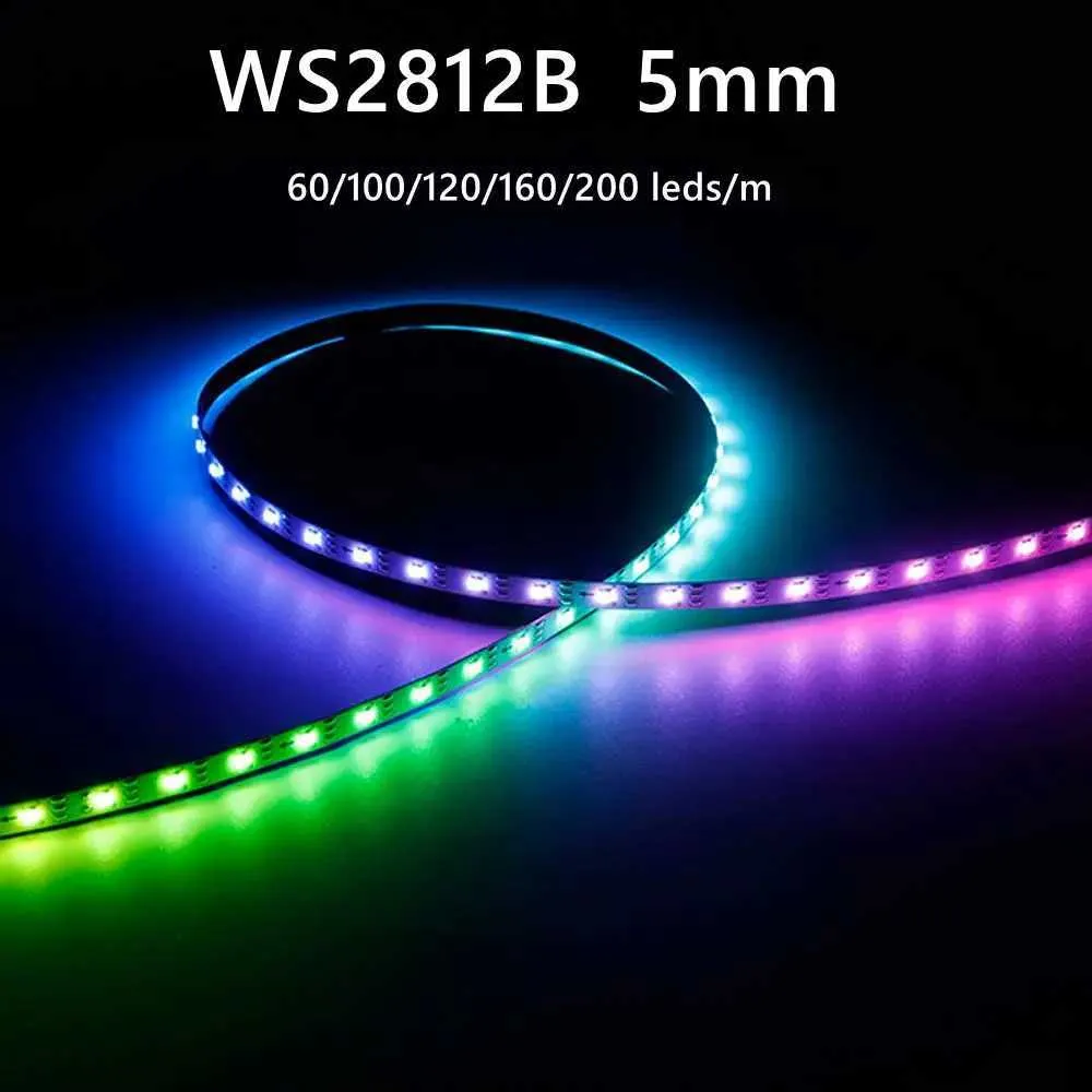 XUNATA WS2812B LED Streifen 5m – Adressierbar, RGB, SMD 5050, DC5V, IP65