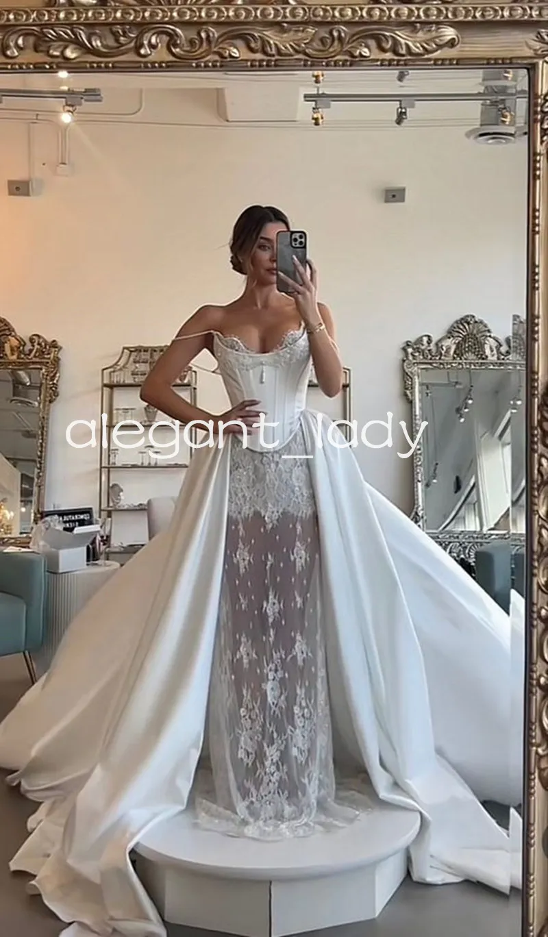 lace up corset for wedding dress Andrea & Leo WL087 A-Line Wedding Gown 8 / Off-White main image 1