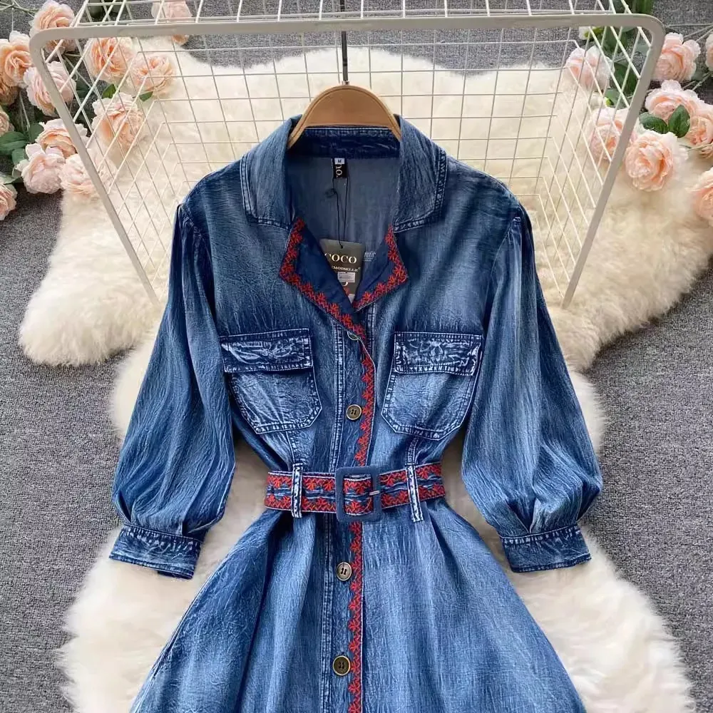 jeans dress women long sleeved slim casual Amazon.com: LOAIHA Womens Denim Dress Long Sleeve Buton Down Jeans Dress Chambray Lapel Rolled Sleeve Shirt Dress Casual Trendy Spring Fall Maxi Dress with Pocket : Clothing, Shoes & Jewelry
