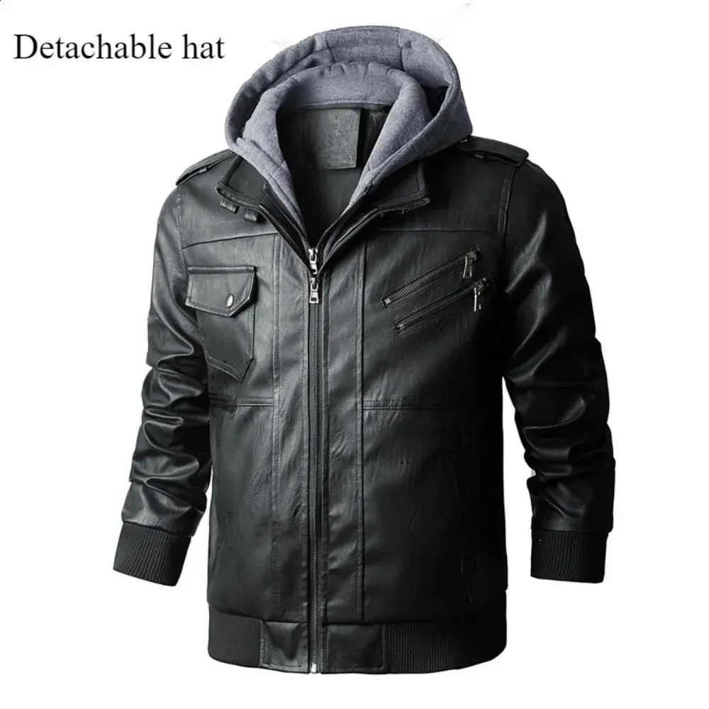 Men's Leather oversized leather biker jacket - Autumn