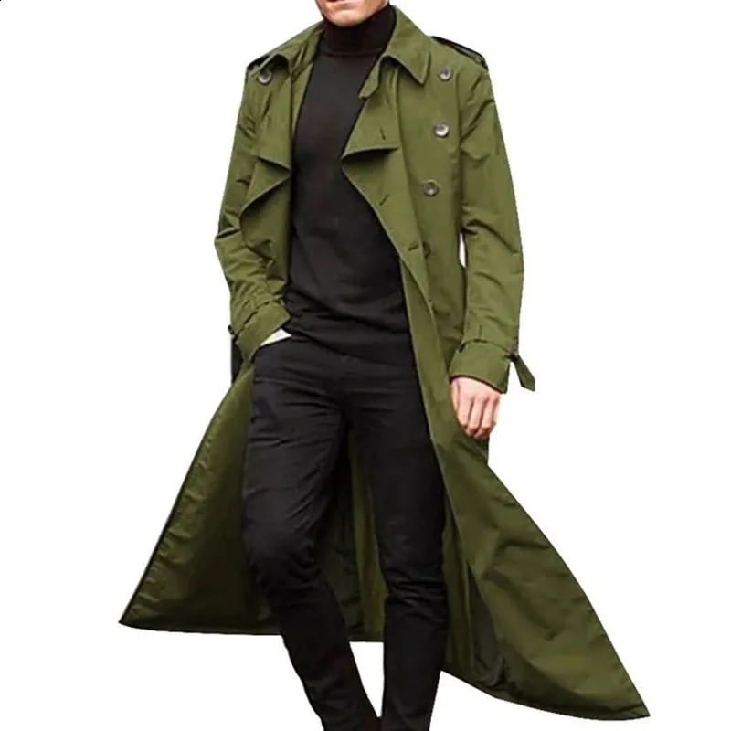 Mens Waterproof Trench Coats Retro Style Double Breasted