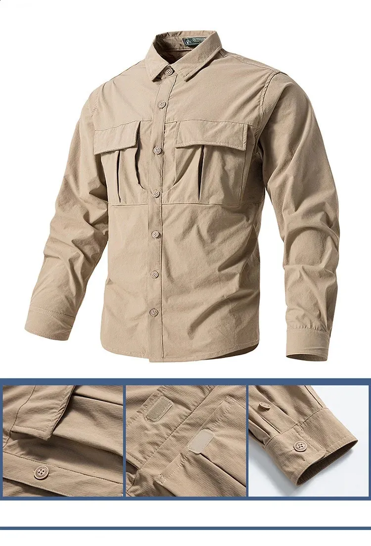 Chemise De Safari Pour Homme - Avec Manches Amovibles - Séchage Rapide - Respirante - Légère - Protection - Safari - Manches Longues - Pour La Randonnée, La Pêche - Taille L-4XL, Bleu, L