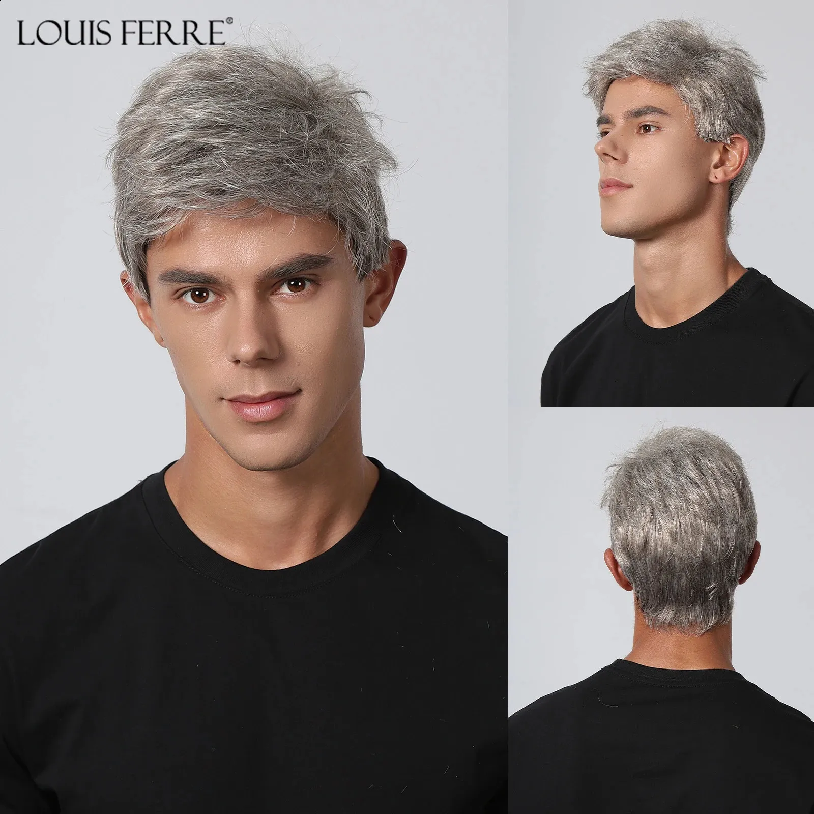 Natural Synthetic Pixie Cut Mens Wigs For Baldness For Men Short Silver Gray Layered Side Part Perfect For Daily Parties 240806 From Lang07 5.25 DHgate.Com