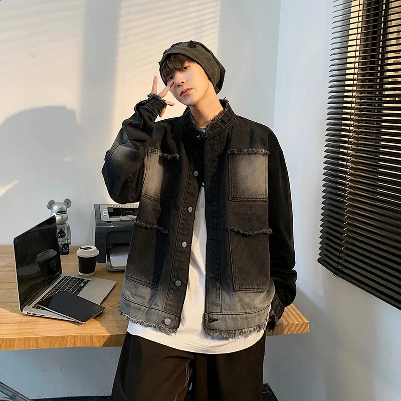 Spliced Gradient Denim Jackets: Unisex Y2K Aesthetic S-3XL from