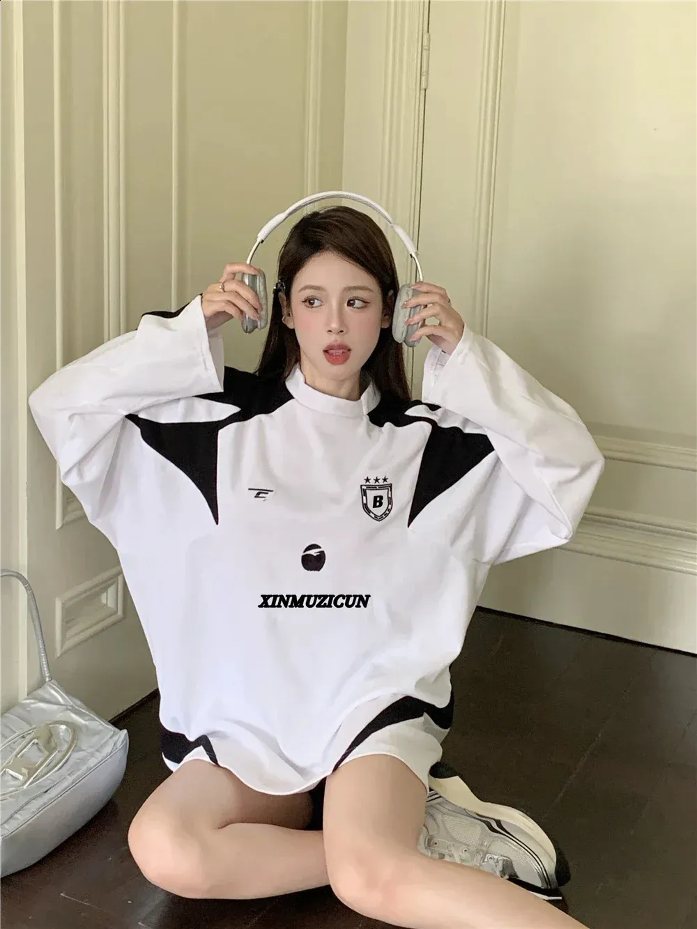 Y2K Vintage Oversized Acetate T-shirt Women Korean Streetwear Hip