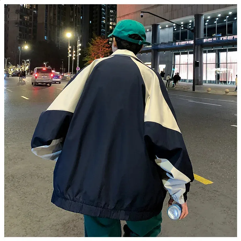 Mens Casual Retro Windbreaker Jacket - Contrasting Colors