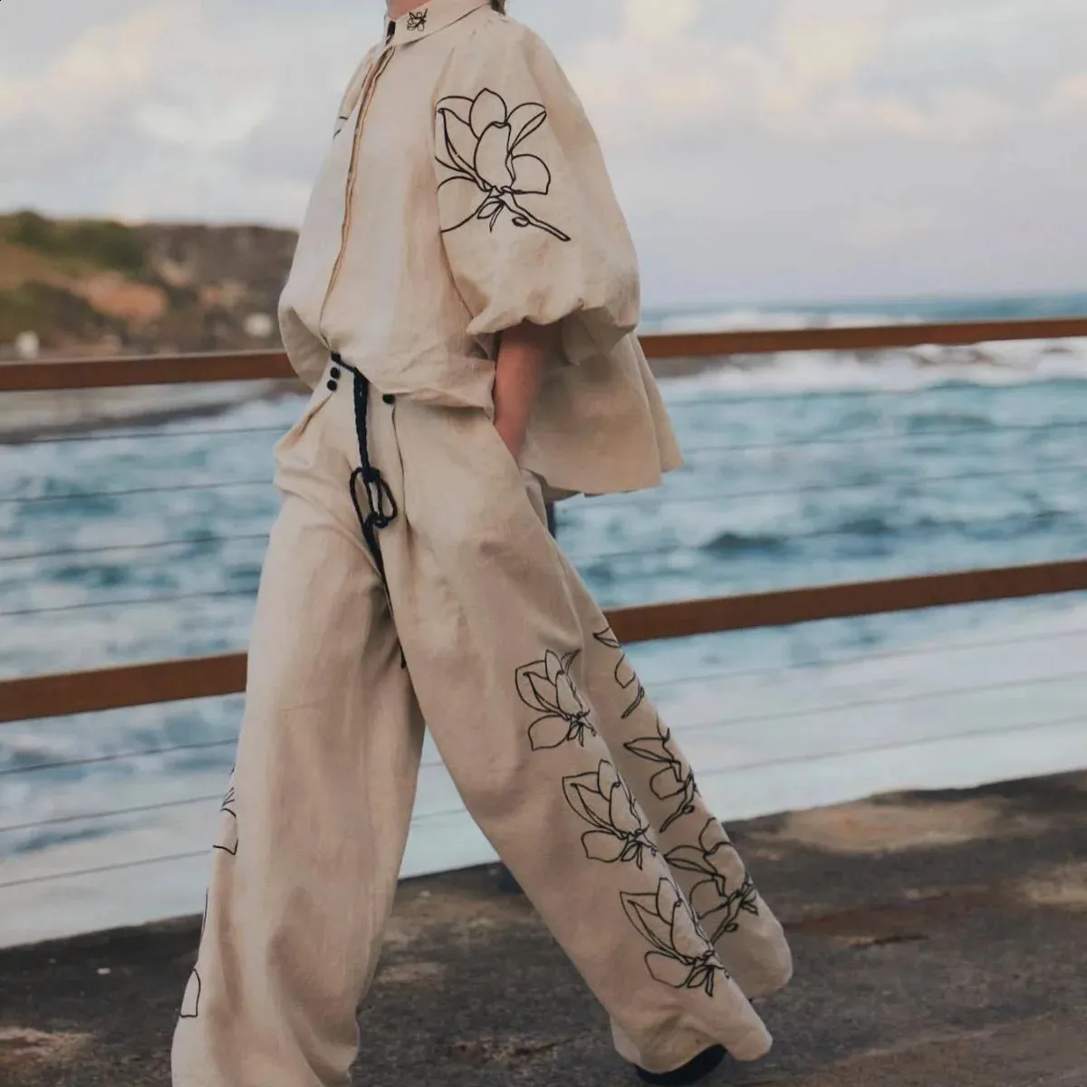 Loïs | Stjlvolle loose set (vest broek) - zwart / M | Long pants