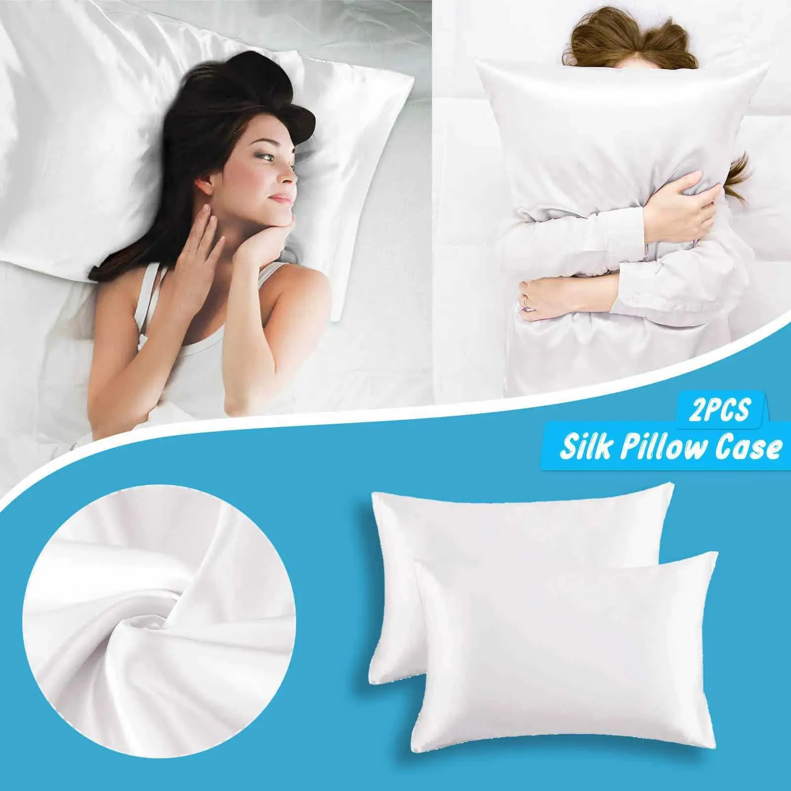 Set Of 2 Soft King Size Cotton Pillowcases With Zipper Closure - Modern Solid Color 6 thumbnail image