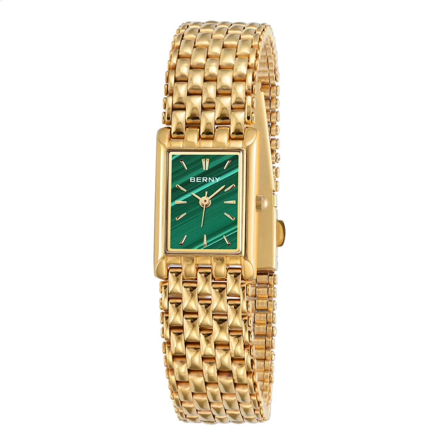 Berny Gold and Green Watch BERNY Gold Watch For Women Ladies Wristwatch Gold Quartz  main image 2