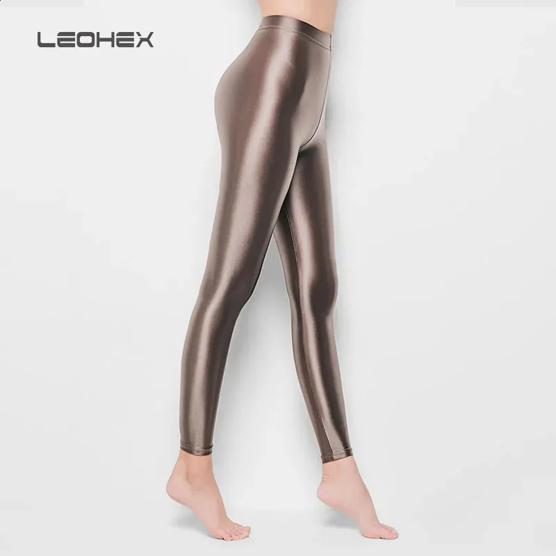 LEOHEX Shiny Satin Glitter High Waist Metallic Leggings Sexy Japanese Ankle Length Trousers For Women 240816 From Pong01 9.16 DHgate.Com
